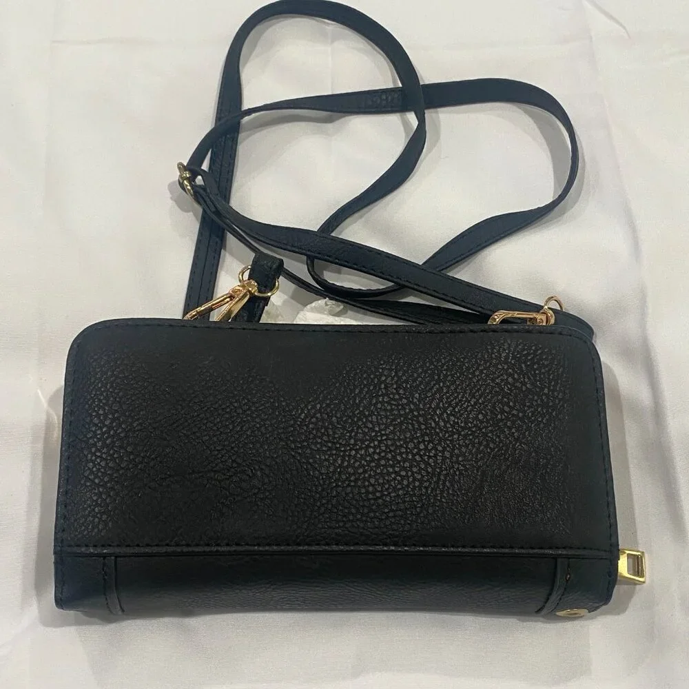 Bottari USA Crossbody Wallet Purse Turnlock Gold Hardware Black OS - Picture 4 of 11